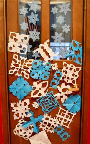 Various snowflakes - white and blue