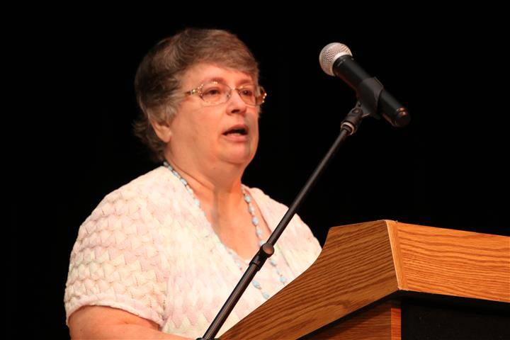 honoree at podium