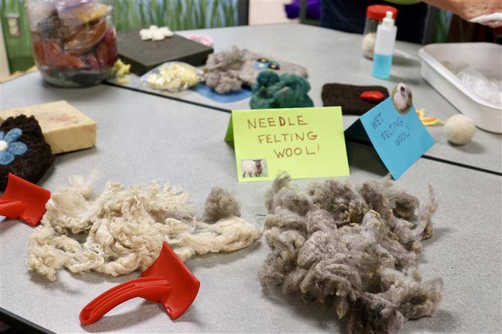 needle felting wool display