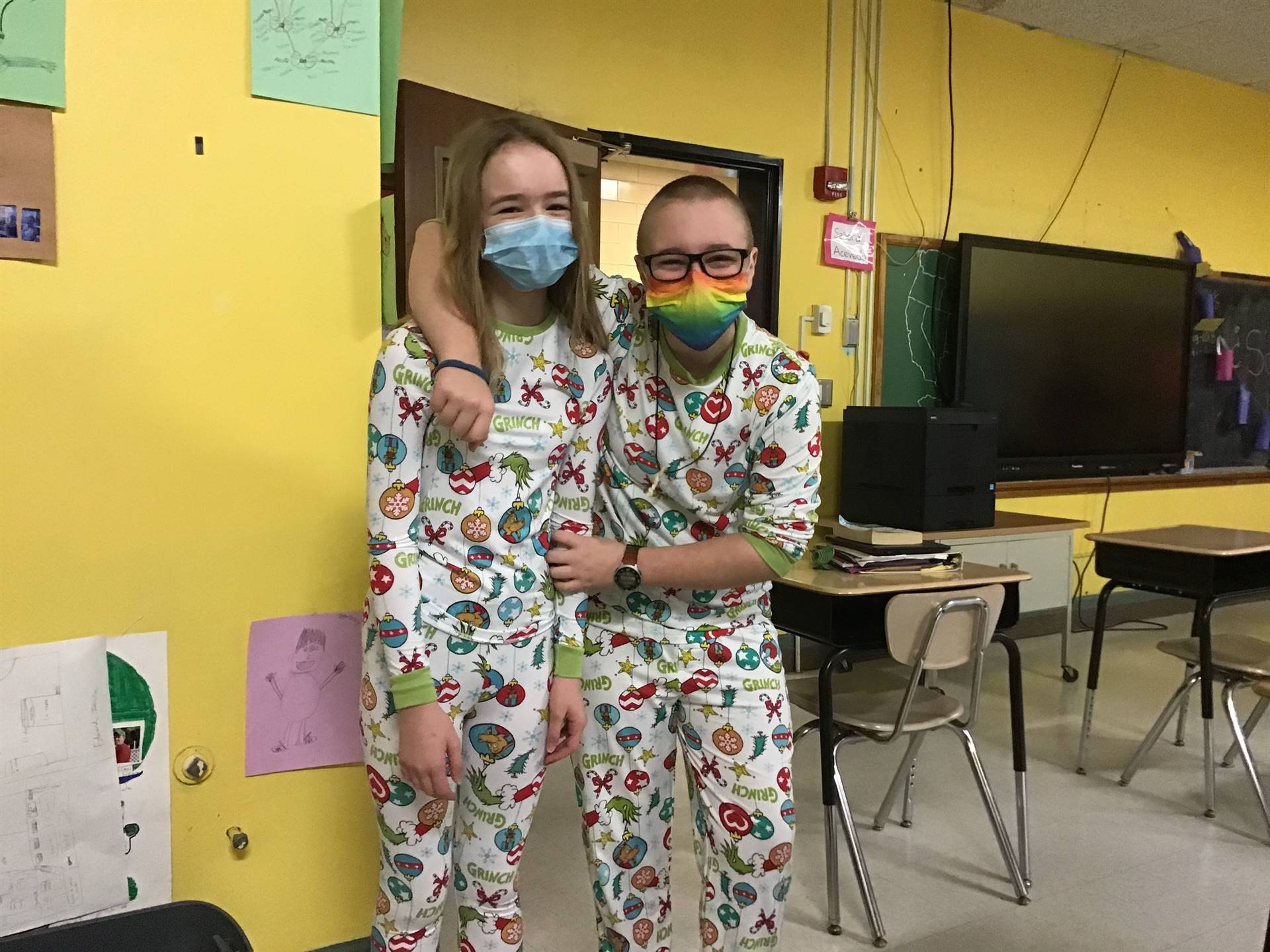 pj day with two girls