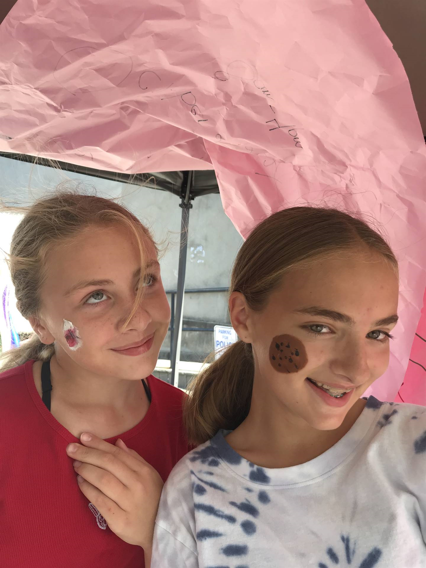 Two girls with painting faces 