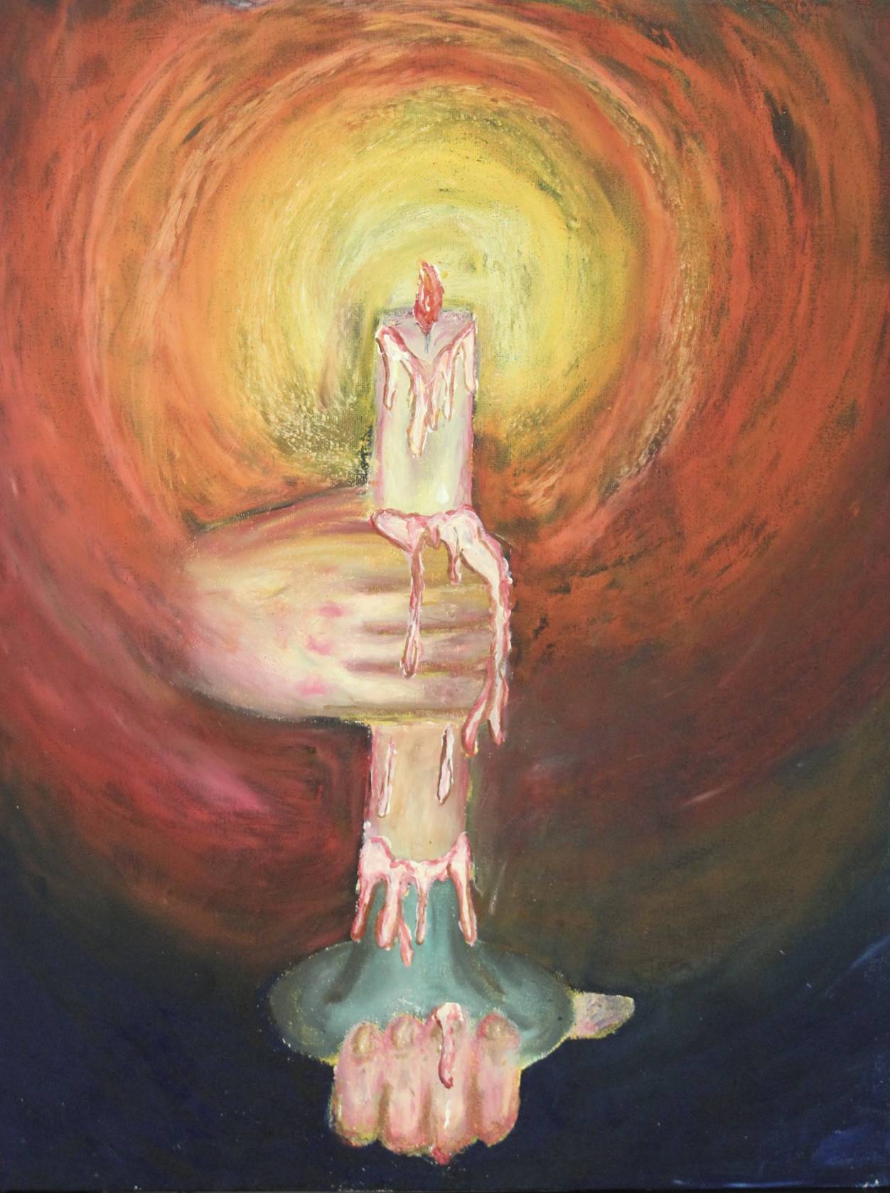 HS art work of somone holding a candle