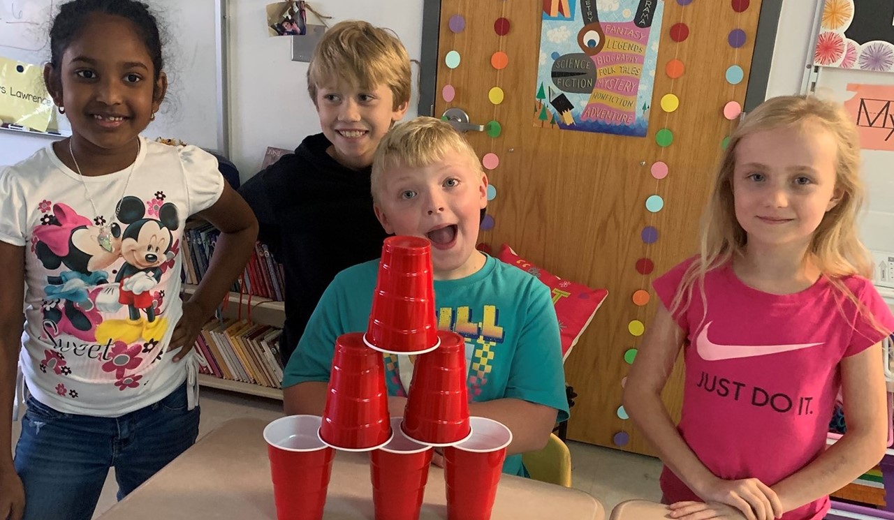 PS students stacking cups