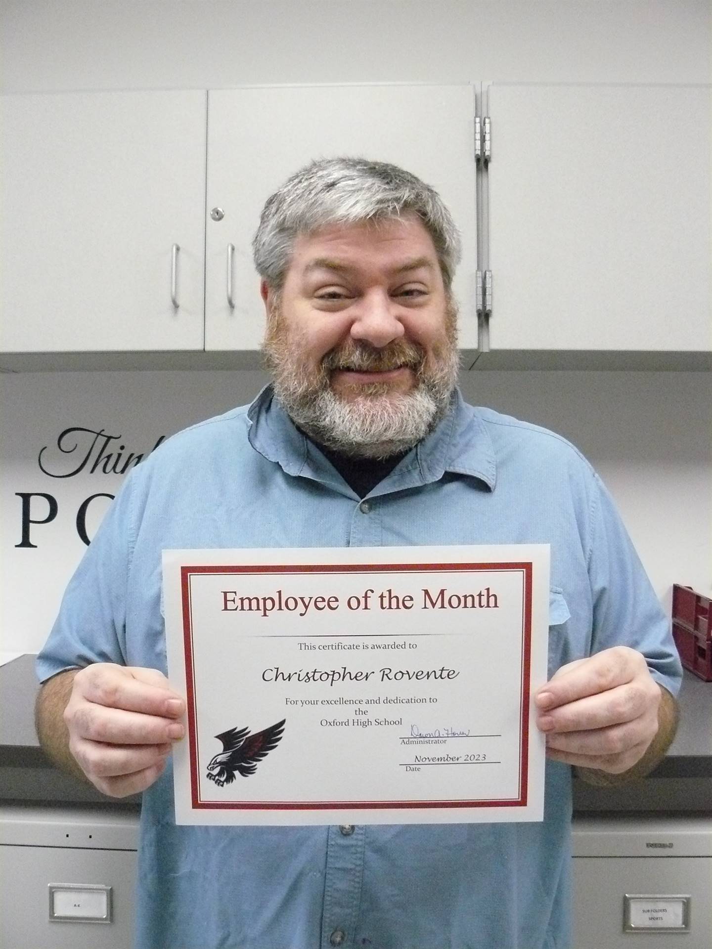 Employee of the Month - November - Mr. Rovente