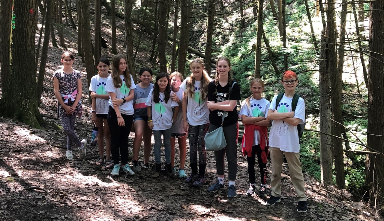 steam camp students in the woods
